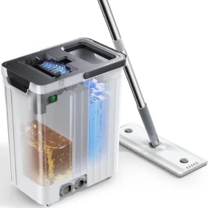 Auto-Spray Mop and Bucket Set with Dirty Water Separation, Flat Mop, Scraper & Washable Pads for Efficient Floor Cleaning