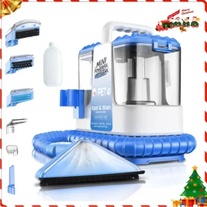 Carpet + Upholstery Cleaner Machine, 20Kpa Powerful Suction w/ 5 Cleaning Tools,Lightweight for Rug,Carpet,Car Seats,Pets,Stairs