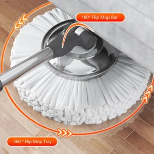 360 Spinning Floor Cleaning System with 6 Extra Refills Heads Household Cleaning Automatic Spin Mop for Household Floor Cleaning