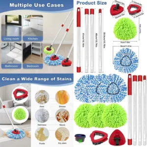 O Cedar RinseClean 2-Tank Mop System with 3 Microfiber Heads, 3 Chenille Pads, Scrub Brush, and Base Combo