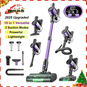 Cordless Vacuum Cleaner, 40Kpa/500W/45min 10 in 1 Powerful Stick Lightweight Vacuum Cleaner for Home Pet Hair/Hard Floor/Carpet