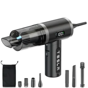 Foldable Car Vacuum Cleaner for Tesla Model 3 Y X S 4in1 Cordless Handheld Vacuum with 12000PA High Power and LED Light Compact