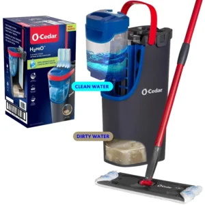 O-Cedar H2prO Flat Mop System 00% Separation of Clean & Dirty Water: The dual-tank system keeps clean and dirty Compact Design