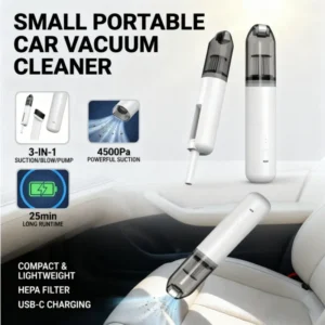 Handheld Cordless Car Vacuum Cleaner Strong Suction Power USB Rechargeable Hair Remover and Dust Collector for Home/Car Use