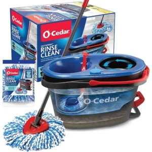 RinseClean Spin Mop & Bucket System + 1 Extra Mop Head | Clean with Clean Water | Removes 99% of Bacteria O-Cedar