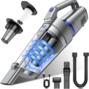 Cordless Handheld Vacuum 16000PA Strong Suction, Rechargeable with Multi-Nozzles & LED Light for Home, Car, Pets
